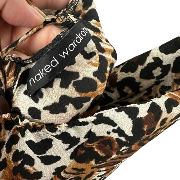 Naked Wardrobe Tiger Print Crisscross Back Slip Cocktail Dress Small Mob Wife - Picture 4 of 12